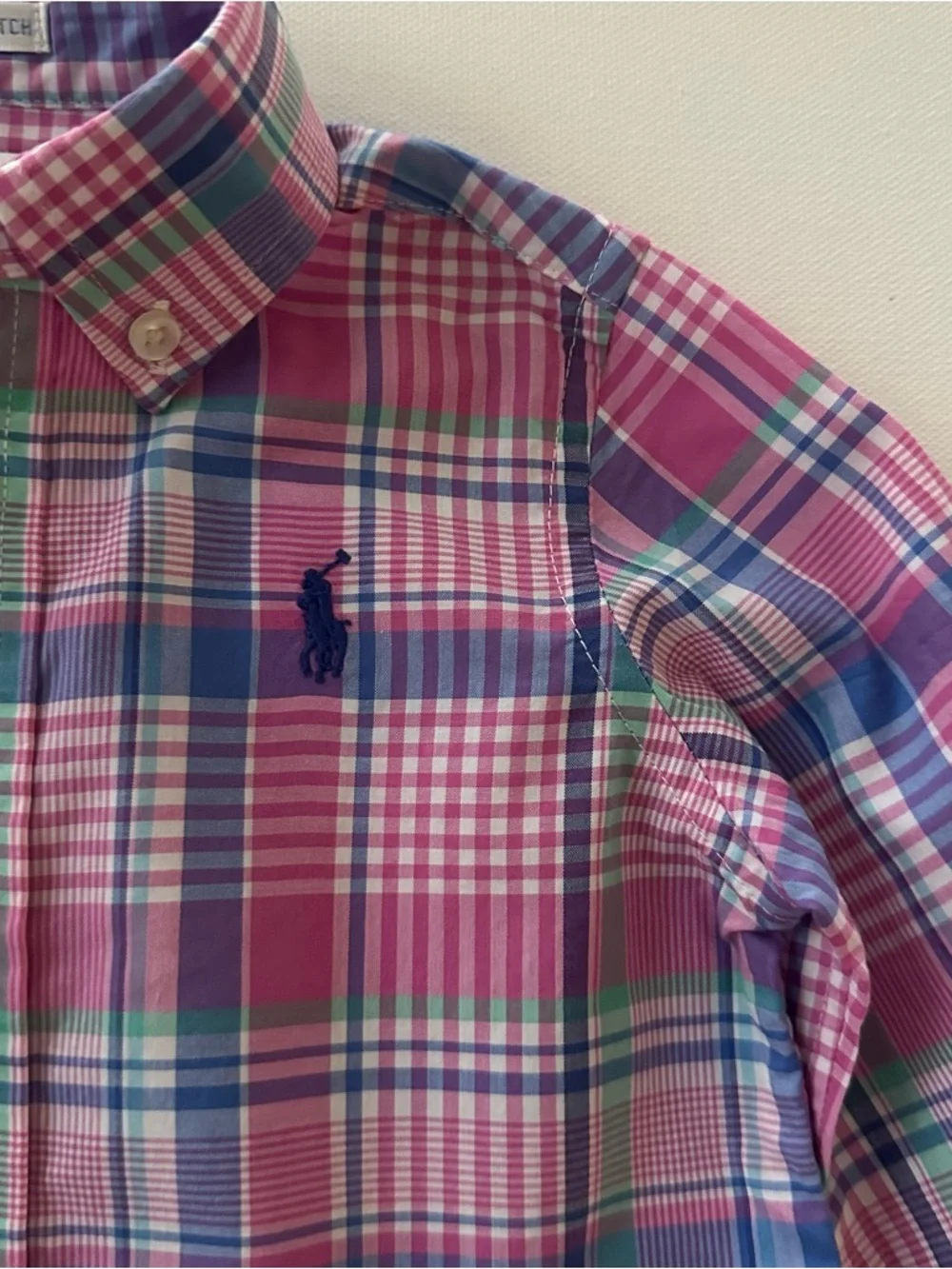 Ralph Lauren 9 Months Baby Boy Pink Blue Plaid Button-Down Shirt NWT Preppy